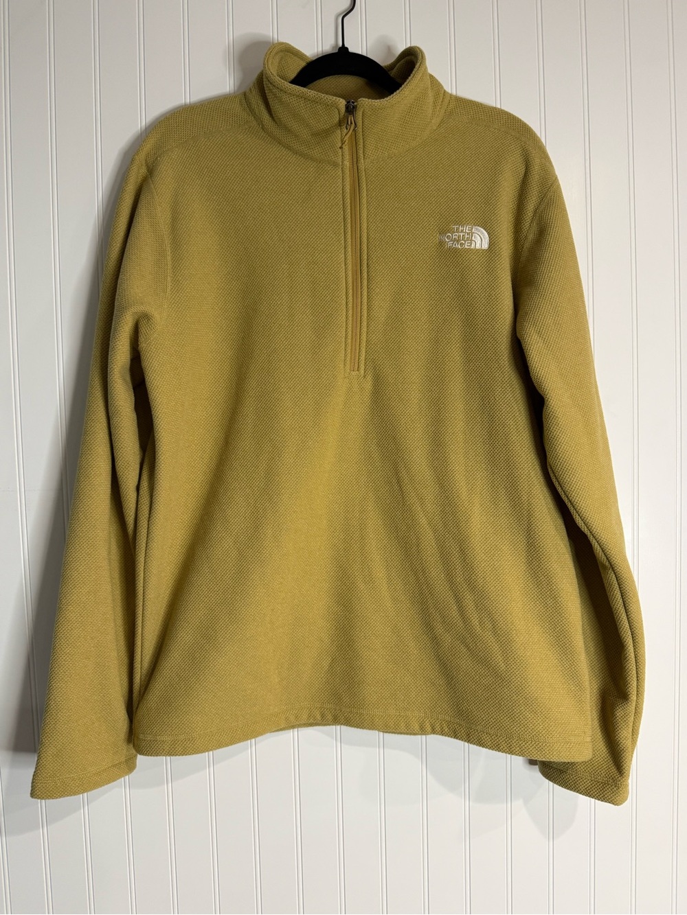 The North Face Mustard Quarter Zip Textured Fleece Pullover